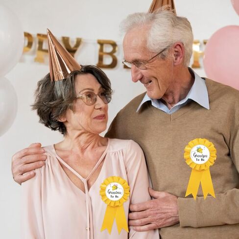 Grandma to Bee Tinplate Badge Pin, Grandpa to Bee Pin for Men, Gender Reveal Button for Grandma Grandpa, Yellow Rosette Button for New Grandparent, Bee Theme Baby Shower Party Favors in Kuwait