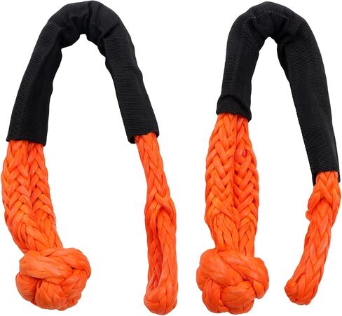 HOSTIC 1 Inch x 30 Feet Power Recovery Rope with 2 Soft Shackles, 34000 Pounds Breaking Strength, Nylon N66 Double-Layer Weaving, Heavy-Duty with Over 30% Elasticity, for Truck ATV UTV SUV, Orange in Kuwait