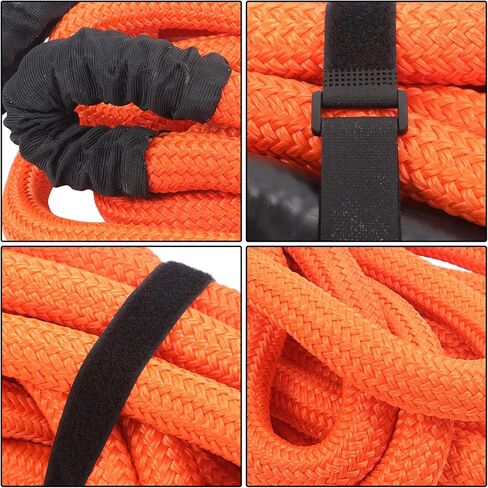 HOSTIC 1 Inch x 30 Feet Power Recovery Rope with 2 Soft Shackles, 34000 Pounds Breaking Strength, Nylon N66 Double-Layer Weaving, Heavy-Duty with Over 30% Elasticity, for Truck ATV UTV SUV, Orange in Kuwait