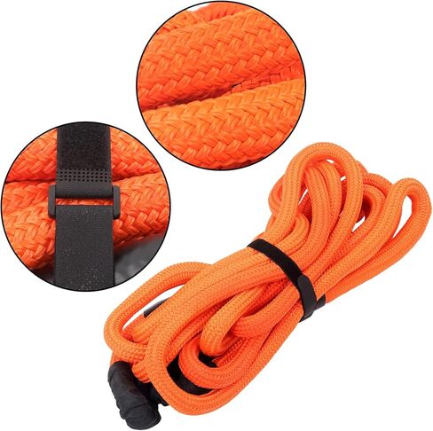 HOSTIC 1 Inch x 30 Feet Power Recovery Rope with 2 Soft Shackles, 34000 Pounds Breaking Strength, Nylon N66 Double-Layer Weaving, Heavy-Duty with Over 30% Elasticity, for Truck ATV UTV SUV, Orange in Kuwait