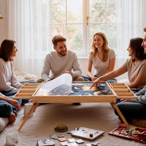29.92"x22.04"Wooden Puzzle Table with Drawers Cover and Folding Legs,1000 Piece Jigsaw Puzzle Board,Gift for Loved Ones & Friends in Kuwait