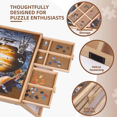29.92"x22.04"Wooden Puzzle Table with Drawers Cover and Folding Legs,1000 Piece Jigsaw Puzzle Board,Gift for Loved Ones & Friends in Kuwait