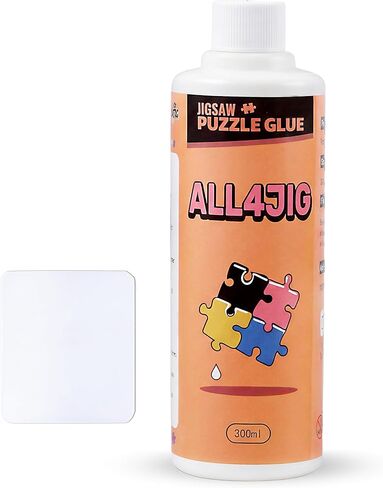غراء أحجية الصور المقطوعة ذو سعة كبيرة من ALL4JIG، تجفيف شفاف 10.1 أونصة سائلة (300 مل) مع مكشطة وحافظة الألغاز ومانع للألغاز النهائية، لمسة نهائية لامعة ناعمة لـ 1000 قطعة من الألغاز، لعرض إطار اللغز in Kuwait
