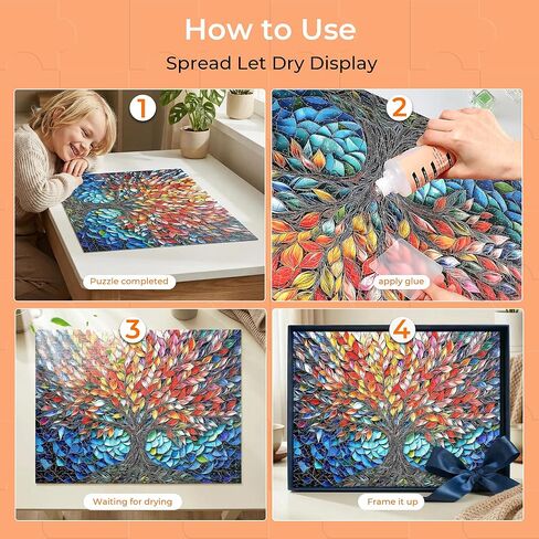 غراء أحجية الصور المقطوعة ذو سعة كبيرة من ALL4JIG، تجفيف شفاف 10.1 أونصة سائلة (300 مل) مع مكشطة وحافظة الألغاز ومانع للألغاز النهائية، لمسة نهائية لامعة ناعمة لـ 1000 قطعة من الألغاز، لعرض إطار اللغز in Kuwait