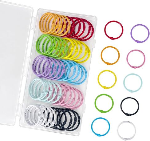 60 Pack Loose Leaf Binder Office Book Rings 1-Inch, with Metal Nickel Plated for Key,for Index Cards and School，Assorted Colors in Kuwait