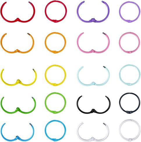 60 Pack Loose Leaf Binder Office Book Rings 1-Inch, with Metal Nickel Plated for Key,for Index Cards and School，Assorted Colors in Kuwait