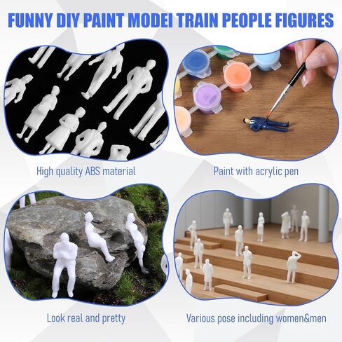 Tucnoeu 100pcs 1:50 Scale White Unpainted Mini People Figures - Miniature People Figurines for Model Trains, Architectural Projects, and DIY Miniature Scenes in Kuwait