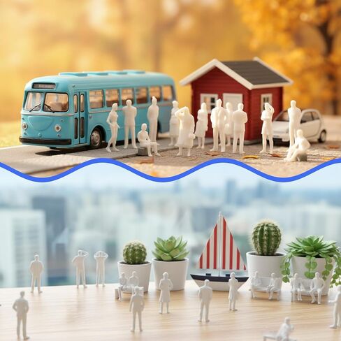 Tucnoeu 100pcs 1:50 Scale White Unpainted Mini People Figures - Miniature People Figurines for Model Trains, Architectural Projects, and DIY Miniature Scenes in Kuwait