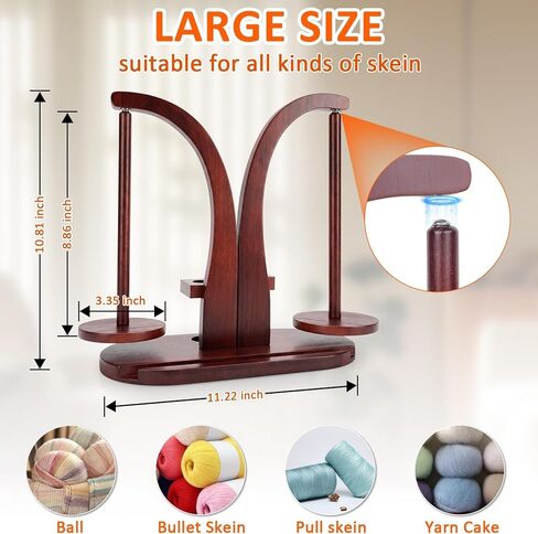 Wooden Yarn Holder for Crocheting and Knitting, Yarn Spinner with Double Magnetic Spindle and Phone Stand, Perfect for Crocheting and Knitting Lovers in Kuwait