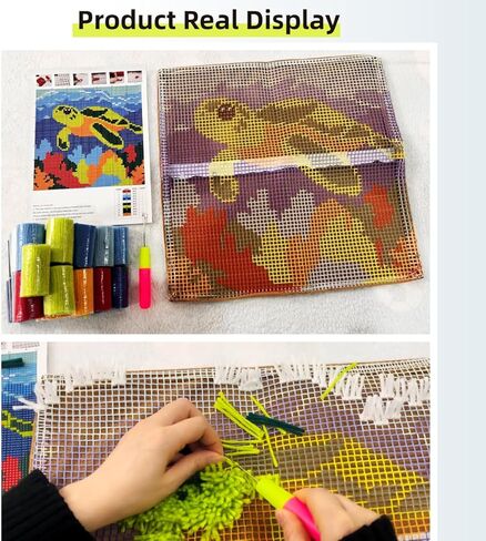 DIY Latch Hook Pillow Kit Animal Cougar and Sunset Easy for Beginners with Pattern DIY Crochet Craft Kit Pillowcase Cushion for Home Decor 43x43cm-4 in Kuwait