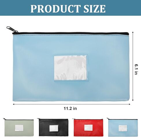 4 Pack PU Leather Money Bags with Zipper, Bank Deposit Cash Pouches for Coins, Bills, Checks, Invoices, Cosmetics, Tools, Includes 4 Colors (11 x 6 Inches) in Kuwait
