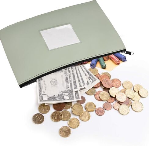 4 Pack PU Leather Money Bags with Zipper, Bank Deposit Cash Pouches for Coins, Bills, Checks, Invoices, Cosmetics, Tools, Includes 4 Colors (11 x 6 Inches) in Kuwait