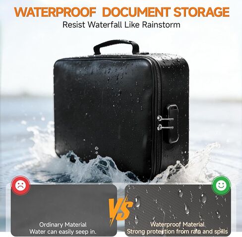 Fireproof Document Box, 5200°F Fire Safe Document Organizer with Lock, Portable Waterproof File Box for Home Travel, Safe Storage Boxes for Important Documents in Kuwait