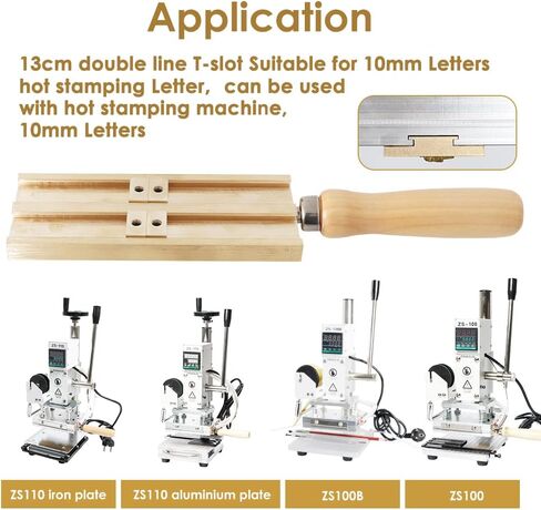ZONEPACK ماكينة ختم ساخن بأحرف نحاسية 2/3 خط 10 مم حرف T-فتحة الأبجدية رمز رقم حامل (خطين T-فتحة لحروف 10 مم) in Kuwait