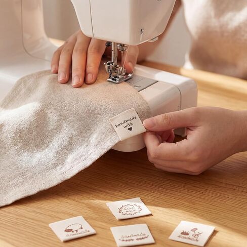 100 Pcs Sewing Labels for Handmade, 5 Style Fabric Labels Cotton Sewing Tags Handmade with Love Label for Clothing Personalized DIY Crafts Knitting Crocheting in Kuwait