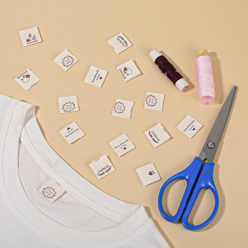 100 Pcs Sewing Labels for Handmade, 5 Style Fabric Labels Cotton Sewing Tags Handmade with Love Label for Clothing Personalized DIY Crafts Knitting Crocheting in Kuwait