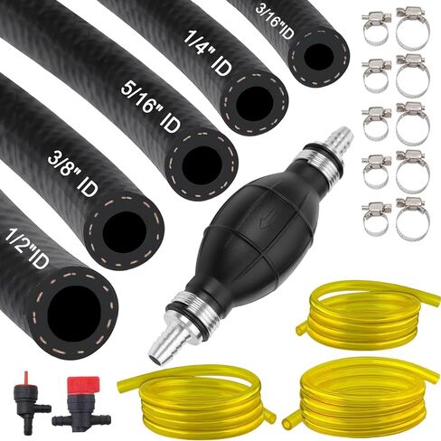 Fuel Line Kit 3/8" 5/16" 1/4" 1/2" 3/16"ID 3FT High Pressure 300PSI Reinforced NBR Rubber with 5/16" Primer Bulb Engines Marine Outboard Motor with 0.8" 3/32" 1/8"ID Fuel Hose String Trimmer in Kuwait