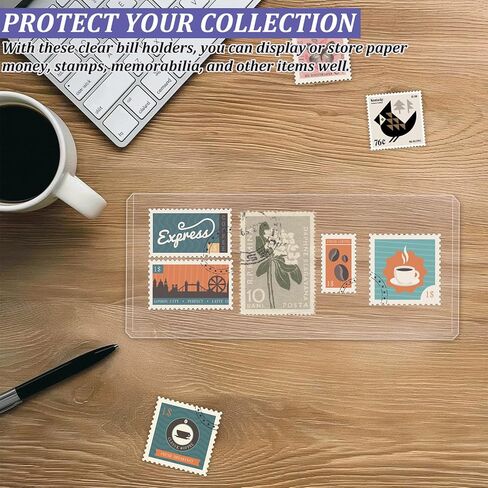 ABuff 100 Pack Hard Plastic Currency Sleeves, Clear PVC Money Holder Dollar Bill Sleeves Waterproof Banknotes Top-Insert Holders for Regular Bills Protector Storage Cases Collectors, 6.8 x 2.9 Inch in Kuwait