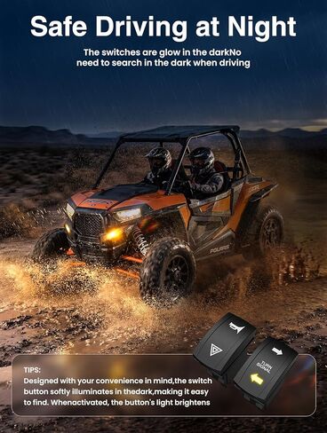 Pre-wired UTV Turn Signal with 2 Rocker Switch Kit, Universal ATV Street Legal Kit with Horn/Hazard/Blinker, Plug-and-play, Compatible with Polaris RZR/Ranger, Honda Pioneer/Talon, SXS, CFMOTO in Kuwait