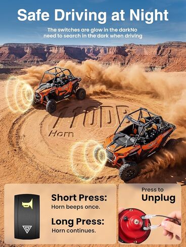 Pre-wired UTV Turn Signal with 2 Rocker Switch Kit, Universal ATV Street Legal Kit with Horn/Hazard/Blinker, Plug-and-play, Compatible with Polaris RZR/Ranger, Honda Pioneer/Talon, SXS, CFMOTO in Kuwait