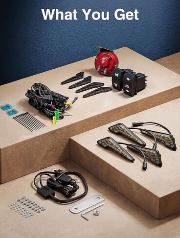 Pre-wired UTV Turn Signal with 2 Rocker Switch Kit, Universal ATV Street Legal Kit with Horn/Hazard/Blinker, Plug-and-play, Compatible with Polaris RZR/Ranger, Honda Pioneer/Talon, SXS, CFMOTO in Kuwait