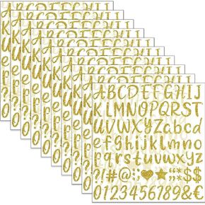 Gold Glitter Letter Stickers 10 Sheets 1 Inch Self-Adhesive Vinyl Alphabet Number Stickers for Graduation Cap Scrapbooking Water Bottles Cups Crafts & Classroom Decor 800Pcs in Kuwait