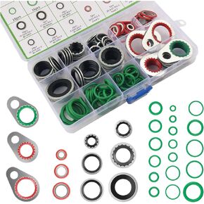 139PCS AC O Ring Kit Automotive,Multi-Size O Ring Assortment Kit Includes Rubber O-Rings and Metal Gaskets,Universal AC O-Ring Kits Car Accessories for ACS Systems Sealing in Kuwait