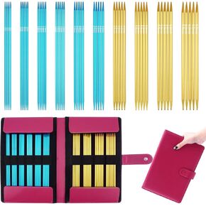 BsHooker 50Pcs Knitting Needles Set,Double Point Aluminum Knitting Needles 2.5mm-6mm Stainless Steel Knitting Kits for Weaving DIY Handcrafts in Saudi Arabia