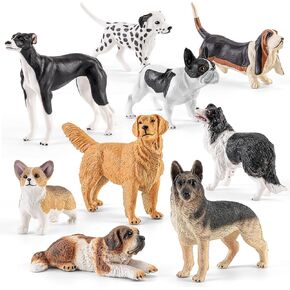 9 PCS Medium Realistic Dog Figurines Set, Pet Animal Toys Figures for Kids, Educational Dog Toy Animals Figurine, Cake Toppers, Learning Toys for Kids Party Favors & Classroom Props in Kuwait
