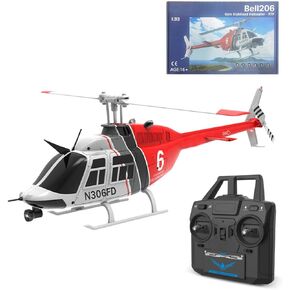 طائرة هليكوبتر RC، 1:33 RC C138 جهاز تحكم عن بعد 206 طائرة هليكوبتر 2.4G 6CH RC نموذج طائرة عسكرية، مع طائرة هليكوبتر لتحديد المواقع بالتدفق البصري ألعاب داخلية وخارجية RC Flying -RTF in Kuwait