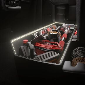 KitsPro 18 جالون تخزين تحت المقعد مضاء لـ 2015-2026 Ford F-150 SuperCrew & 2017-2026 F-250/F-350 Super Duty - صندوق ABS معياري ممسوح بالليزر ثلاثي الأبعاد مع شريط إضاءة متكامل، مقاوم للماء in Kuwait