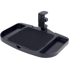 Clamp-on Mouse Pad Holder Platform, Height Adjustable Under Desk 360° Rotating Mouse Tray Rest Extension Attachment, with 5 Storage compartments Save Space in Saudi Arabia