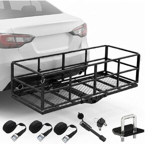 Foldable Hitch Mount Cargo Carrier Basket 56" X 24" X 7" for 2 Inch Hitches Receiver, 500 Lbs Capacity, Easy Folding，Hitch & Arm Tightener Anti Rattle, Trailer Pin Lock in Saudi Arabia