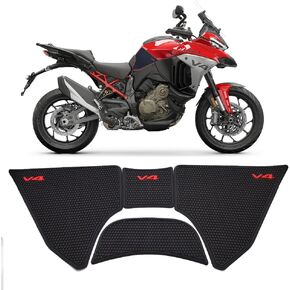 ملحقات الدراجة النارية وسادة خزان الوقود الجانبية لـ Ducati Multistrada V4 S V4S RS 2021-2025 وسادات الخزان ملصقات واقية لمقبض الركبة بالغاز وسادة تثبيت مطاط PVC باللون الأسود in Kuwait
