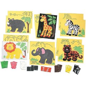 Fun Express Super Safari Sand Art Set 24 Pc - - VBS Vacation Bible School Supplies/Decor Crafts for Kids and Fun Home Activities in Kuwait