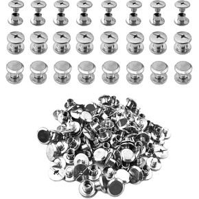 IDEALSV Chicago Screws 200 Pcs (100 Sets) Leather Rivets Screw Rivets Phillips Head Leather Bag, Book and Photo Album Binding Chicago Rivets Kits 5x4mm in Kuwait