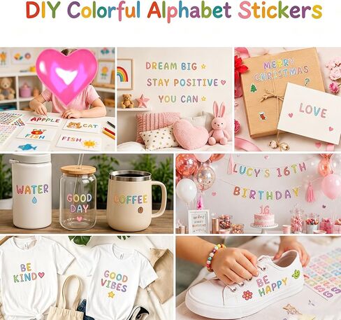Alphabet Stickers, 15 Sheets, 1500Pcs Multicolor Vinyl Self-Adhesive Letter Number Stickers, ABC Number Labels with Symbols for Mailbox, Door, Sign, Notebook, Classroom Decor, DIY Crafts Art Making in Kuwait