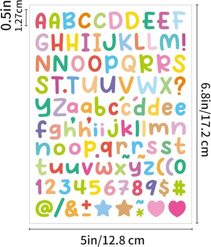Alphabet Stickers, 15 Sheets, 1500Pcs Multicolor Vinyl Self-Adhesive Letter Number Stickers, ABC Number Labels with Symbols for Mailbox, Door, Sign, Notebook, Classroom Decor, DIY Crafts Art Making in Kuwait