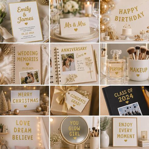 Gold Glitter Letter Stickers 10 Sheets 1 Inch Self-Adhesive Vinyl Alphabet Number Stickers for Graduation Cap Scrapbooking Water Bottles Cups Crafts & Classroom Decor 800Pcs in Kuwait