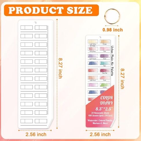 20 Sheets Painters Color Diary with Ring 24-Pan Size Watercolor Paper Swatch Cards Fits Empty Watercolor Palette Color Palette Cards for 480 Colors Color Swatch Book for Markers Colored Pencil in Kuwait