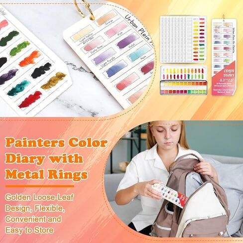 20 Sheets Painters Color Diary with Ring 24-Pan Size Watercolor Paper Swatch Cards Fits Empty Watercolor Palette Color Palette Cards for 480 Colors Color Swatch Book for Markers Colored Pencil in Kuwait