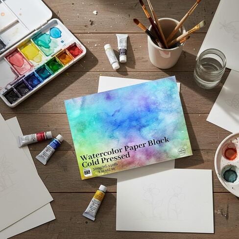 Watercolor Paper 9x12 Inch-100% Cotton Watercolor Pad,25 Sheets,300gsm/140lb Cold Press, Acid-Free, Professional Artist Quality in Kuwait