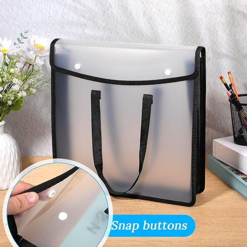 4 Pcs Expandable Scrapbook Paper Storage Organizer, 12x12 Inch Folio with Portable Handle and Hook and Loop Closure for Holding Craft Paper Vinyl Photos Cardstock, Black in Kuwait