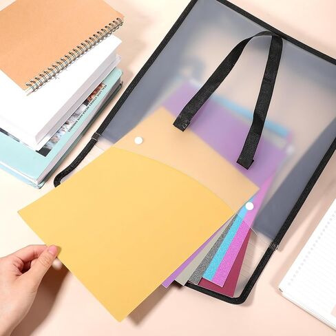 4 Pcs Expandable Scrapbook Paper Storage Organizer, 12x12 Inch Folio with Portable Handle and Hook and Loop Closure for Holding Craft Paper Vinyl Photos Cardstock, Black in Kuwait