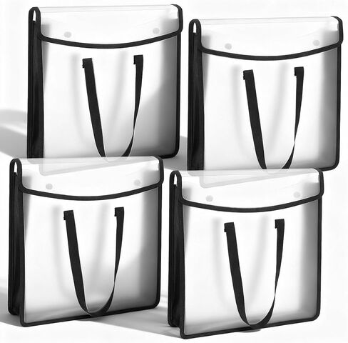 4 Pcs Expandable Scrapbook Paper Storage Organizer, 12x12 Inch Folio with Portable Handle and Hook and Loop Closure for Holding Craft Paper Vinyl Photos Cardstock, Black in Kuwait