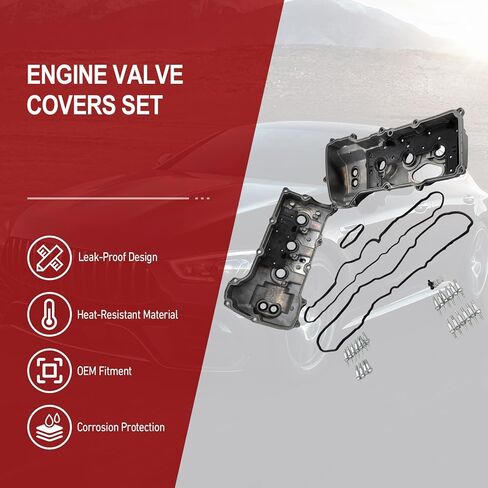 3.5L EcoBoost Upgraded Aluminum Engine Valve Covers Set compatible with Ford F-150 2013-2016, Expedition 2015-2017, Transit 2015-2023, Lincoln Navigator 2015-2017 BL3Z-6582-H DL3Z-6582-C in Kuwait