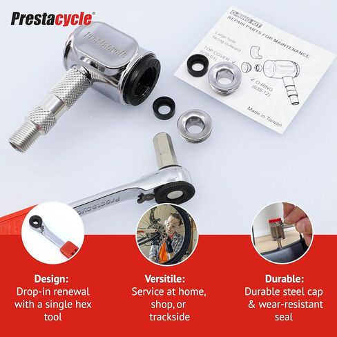Prestaflator Pro Presta Head Rebuild Kit – Seal Replacement Kit with O-Ring and Steel Top Cover, Quick 6mm Hex Install, Restores Factory-Fresh Fit for Prestacycle Pro Pump Heads in Kuwait
