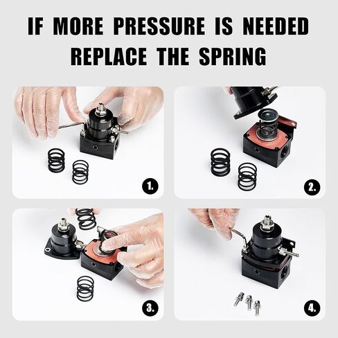 طقم منظم ضغط الوقود EFI قابل للتعديل مع منفذ تغذية AN8 ومنفذ إرجاع AN6 (3-70PSI)، أسود in Kuwait