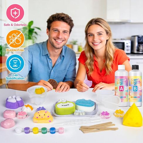 مجموعة صنع تابا اسفنجي، مجموعة اسفنجي تابا DIY، 18 أونصة فوفو اسفنجي 7 قوالب سيليكون، سيليكون سائل بنسبة 1: 1 مزيج راتنجات الايبوكسي للاسفنجي، تخفيف التوتر اسفنجي تابا، هدايا لأي مناسبة in Kuwait