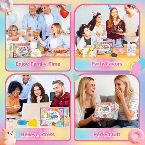 مجموعة صنع تابا اسفنجي، مجموعة اسفنجي تابا DIY، 18 أونصة فوفو اسفنجي 7 قوالب سيليكون، سيليكون سائل بنسبة 1: 1 مزيج راتنجات الايبوكسي للاسفنجي، تخفيف التوتر اسفنجي تابا، هدايا لأي مناسبة in Kuwait